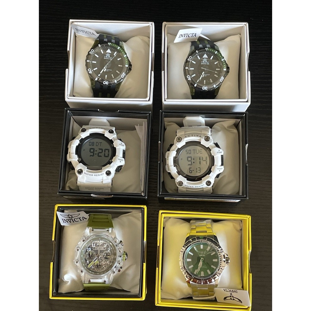 6 New Watches Invicta Subaqua Activa Men's Watch Lot NWT Boxed Quartz Digital